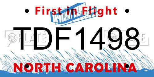 TDF1498 North Carolina License Plate