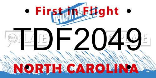 TDF2049 North Carolina License Plate