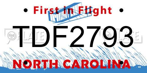 TDF2793 North Carolina License Plate