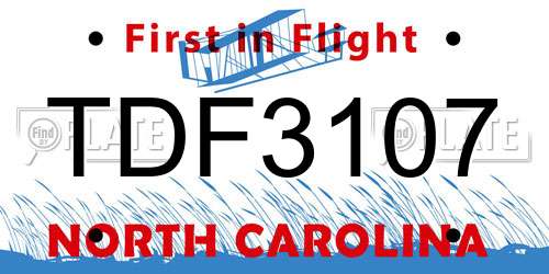 TDF3107 North Carolina License Plate