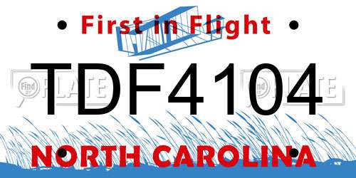 TDF4104 North Carolina License Plate