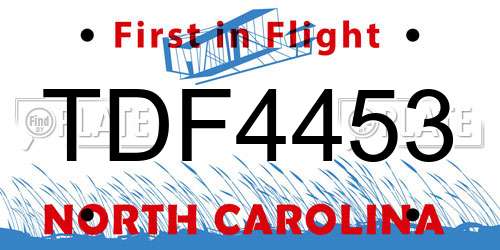 TDF4453 North Carolina License Plate