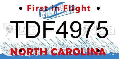 TDF4975 North Carolina License Plate