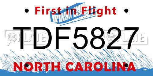 TDF5827 North Carolina License Plate