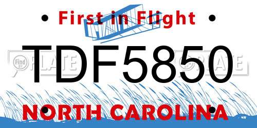 TDF5850 North Carolina License Plate