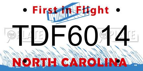 TDF6014 North Carolina License Plate