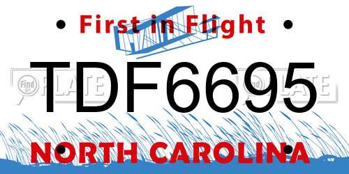 TDF6695 North Carolina License Plate