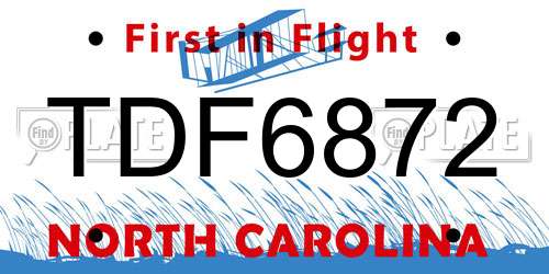 TDF6872 North Carolina License Plate