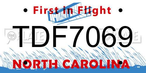 TDF7069 North Carolina License Plate