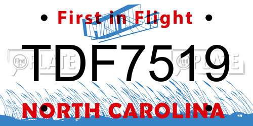 TDF7519 North Carolina License Plate