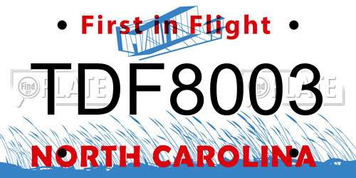 TDF8003 North Carolina License Plate