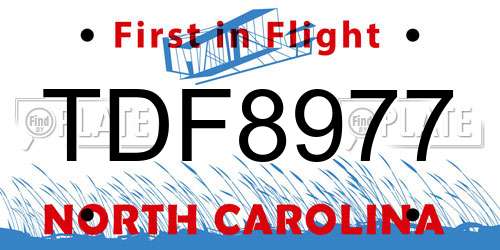 TDF8977 North Carolina License Plate