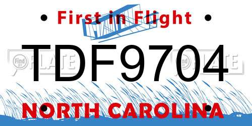 TDF9704 North Carolina License Plate