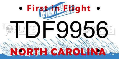 TDF9956 North Carolina License Plate