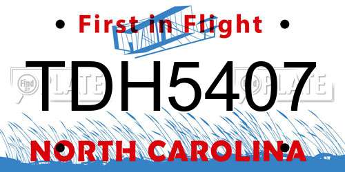 TDH5407 North Carolina License Plate