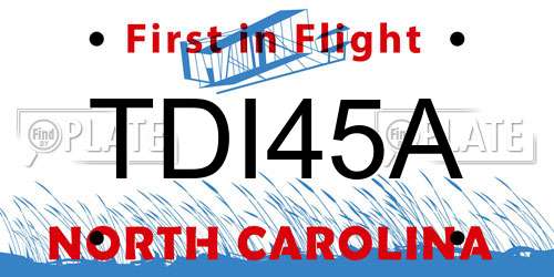 TDI45A North Carolina License Plate