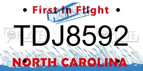 TDJ8592 North Carolina License Plate