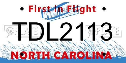 TDL2113 North Carolina License Plate
