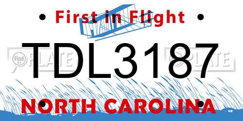 TDL3187 North Carolina License Plate