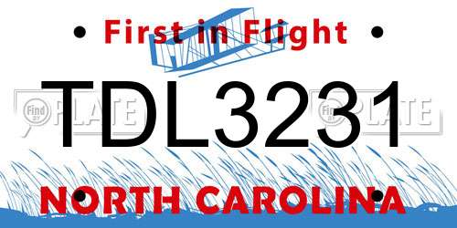 TDL3231 North Carolina License Plate