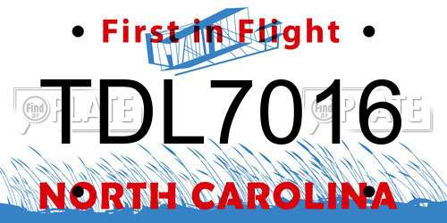 TDL7016 North Carolina License Plate