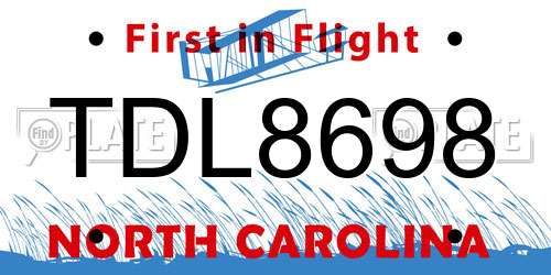TDL8698 North Carolina License Plate