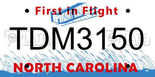 TDM3150 North Carolina License Plate