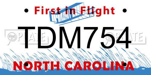 TDM754 North Carolina License Plate