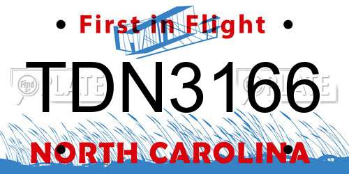 TDN3166 North Carolina License Plate