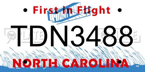 TDN3488 North Carolina License Plate