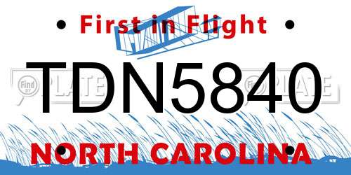 TDN5840 North Carolina License Plate