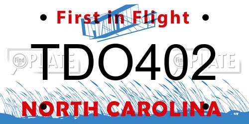 TDO402 North Carolina License Plate