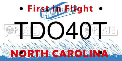TDO40T North Carolina License Plate