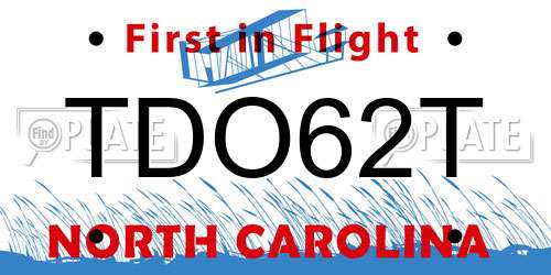 TDO62T North Carolina License Plate