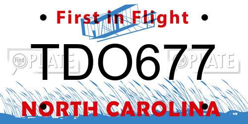 TDO677 North Carolina License Plate
