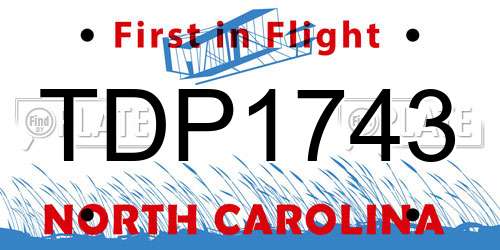 TDP1743 North Carolina License Plate