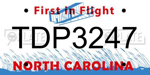 TDP3247 North Carolina License Plate