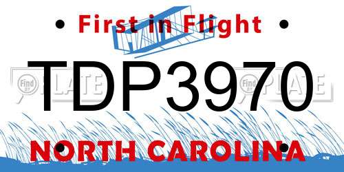 TDP3970 North Carolina License Plate