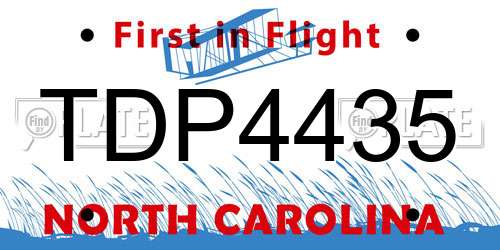 TDP4435 North Carolina License Plate
