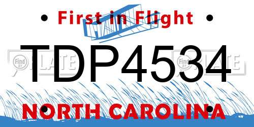 TDP4534 North Carolina License Plate
