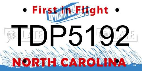 TDP5192 North Carolina License Plate