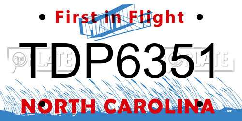 TDP6351 North Carolina License Plate