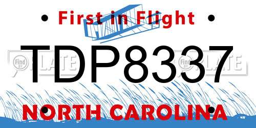 TDP8337 North Carolina License Plate