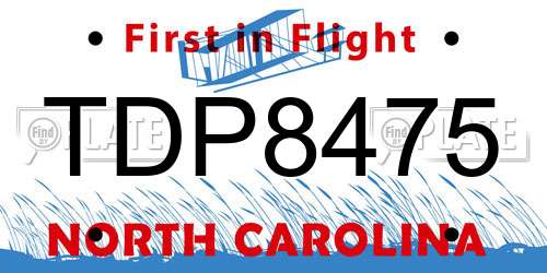 TDP8475 North Carolina License Plate