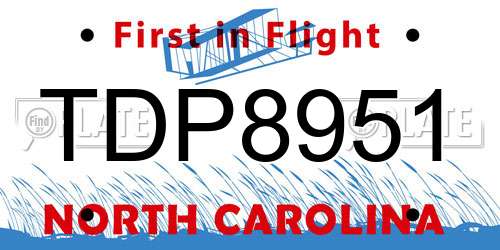 TDP8951 North Carolina License Plate