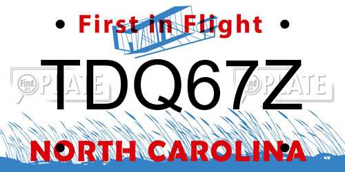TDQ67Z North Carolina License Plate