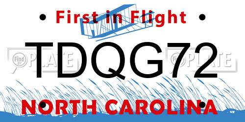 TDQG72 North Carolina License Plate