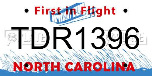 TDR1396 North Carolina License Plate