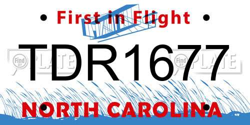 TDR1677 North Carolina License Plate