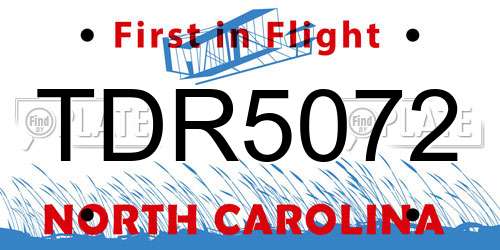 TDR5072 North Carolina License Plate